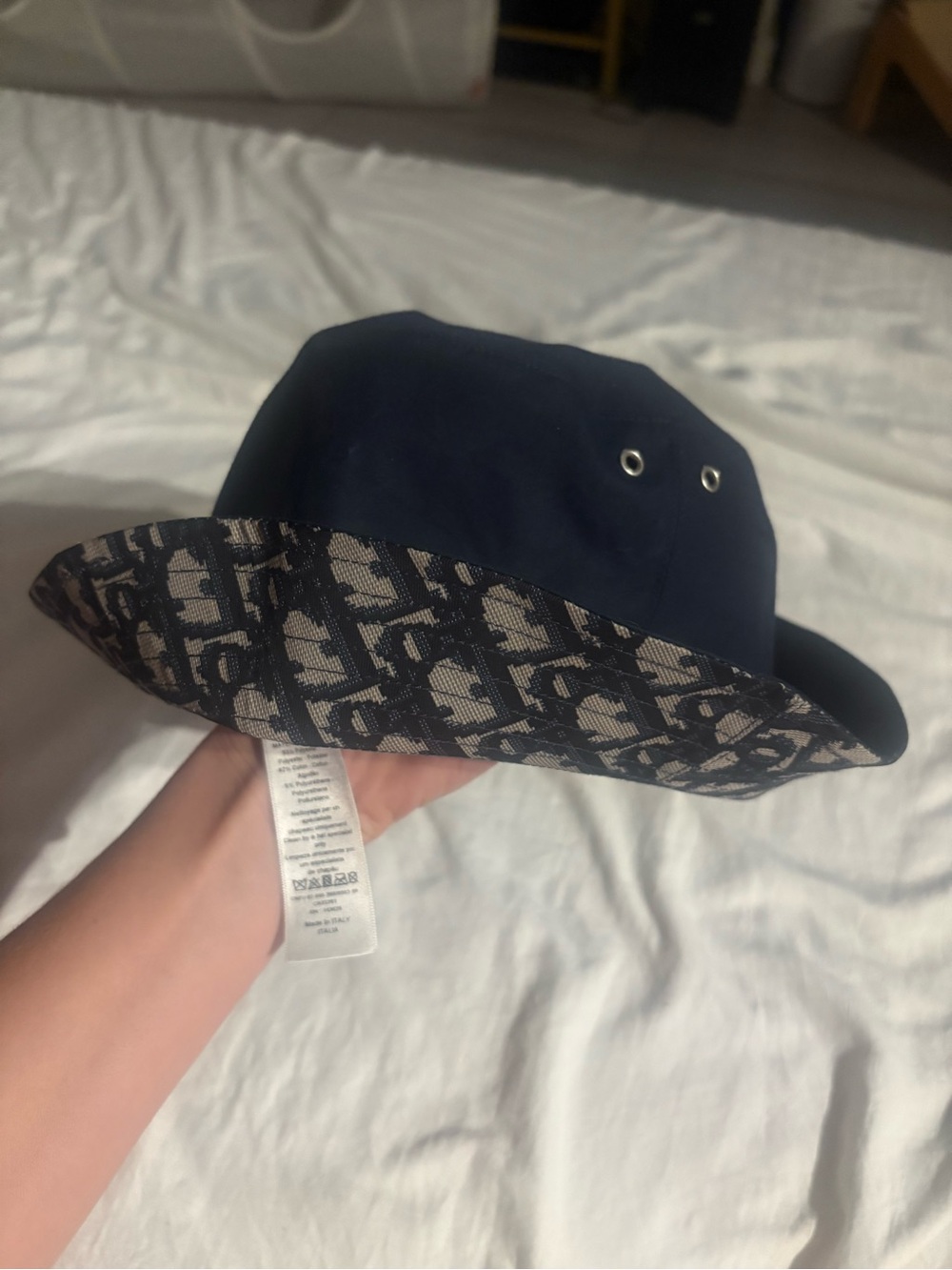 Dior Black & Cream Monogram Bucket Hat - Picture 2 of 4
